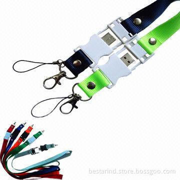 Multifunction USB Flash Drive with Lanyard and Printed or Woven Logo